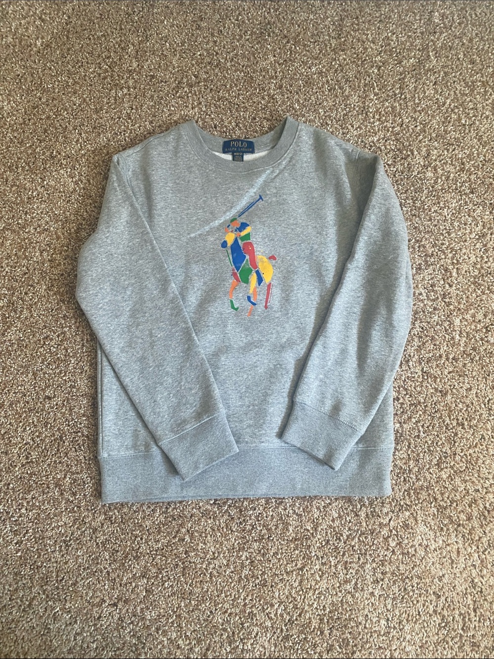 Polo by Ralph Lauren Heather Gray Crewneck with Multicolor Polo Player